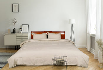 Railroad Stripe Linen and Ivory and Black Cotton Comforter Set